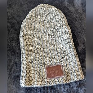 Love Your Melon Cream and Gray Beanie